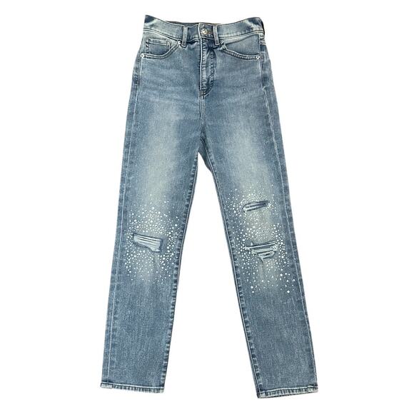 Express Slim Super High Rise Rhinestone Embellished Jeans - Size 00R - Picture 1 of 9
